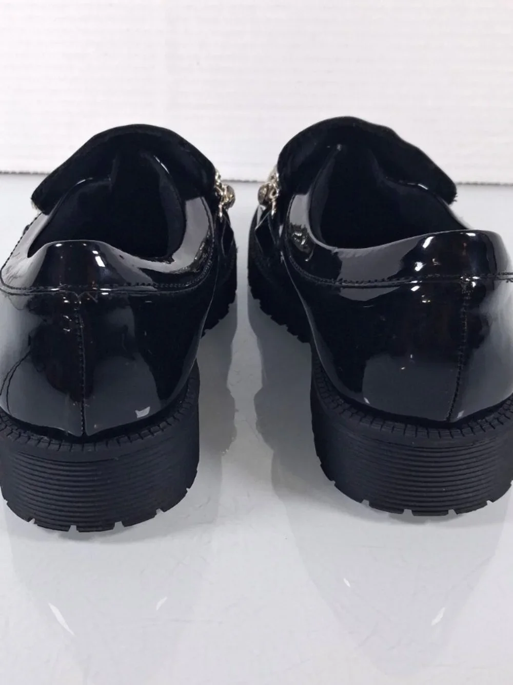 Steve Madden Girls Size 1 Black Taylar Loafers Slip On Shoes Rhinestone Accent
